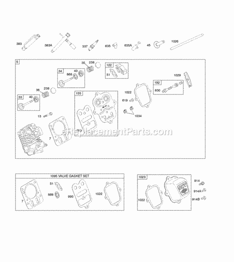 Cylinder Head Diagram and Parts List for 122332-4115-B8  Briggs and Stratton Engine